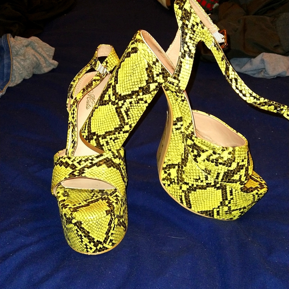 Snake print platform sandals